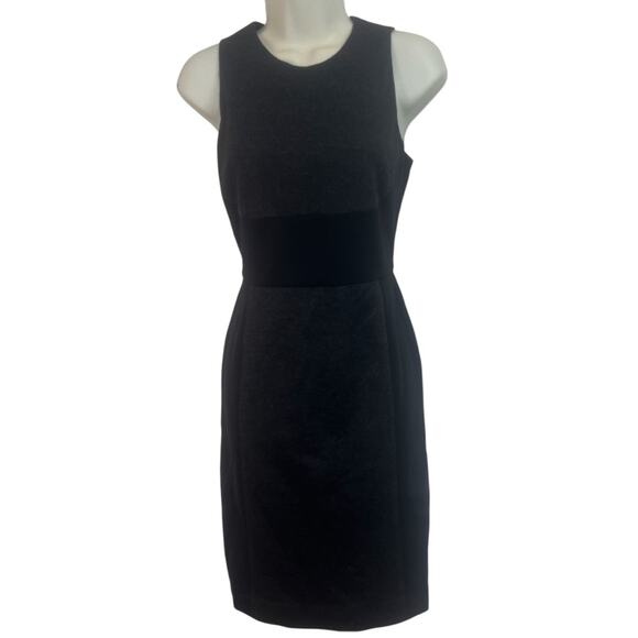 Vince. Charcoal & Black Wool Blend Sheath Dress | Size 6 | Sleeveless, Back Zip - Picture 1 of 7